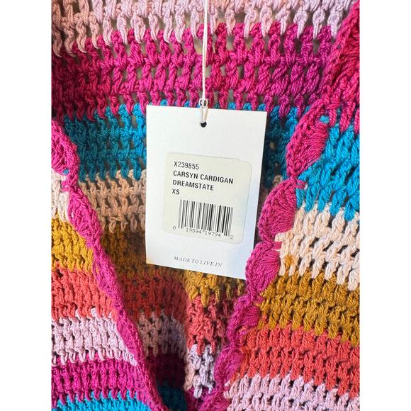 XIRENA NWT Carsyn Cardigan Crochet Rainbow Size XS Dreamstate $210 MSRP Boho - Picture 3 of 10